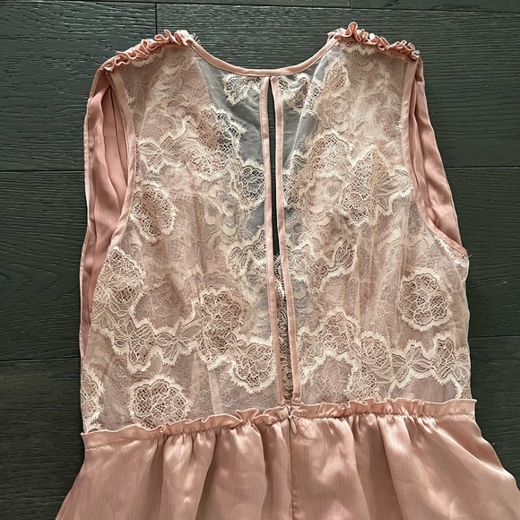 Womens H&M silky satin long powder pink dress Sz 10 - Picture 10 of 14